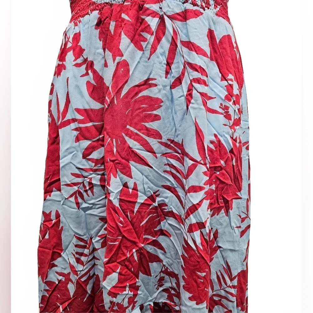 0069 Abel the Label Dress Tropical Blue Pink Floral High Low Midi Flounce XS - Picture 4 of 15